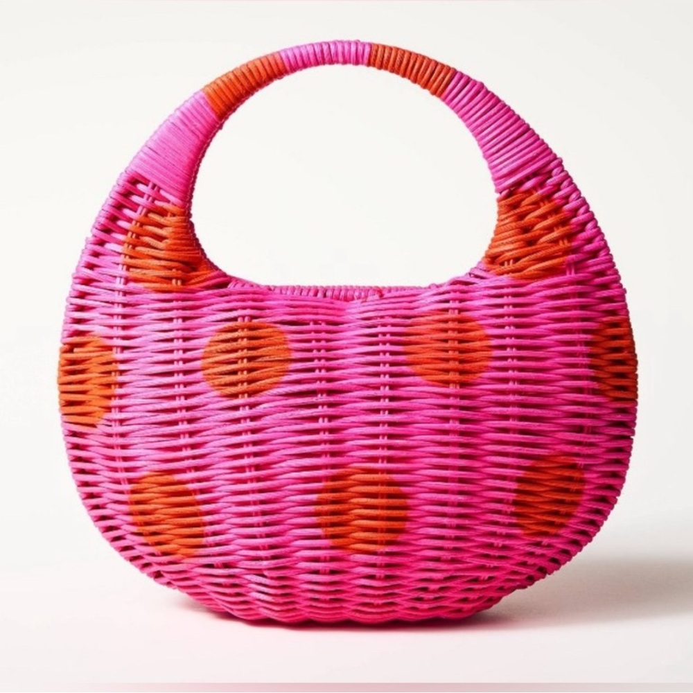 NWT! Kate Spade x Target Polka Dot Wicker Crescent Bag Mini - Picture 1 of 3